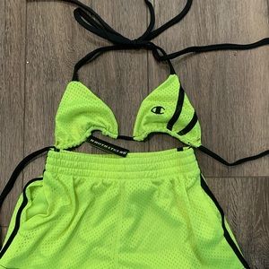 Reworked champion jersey short and bikini  set